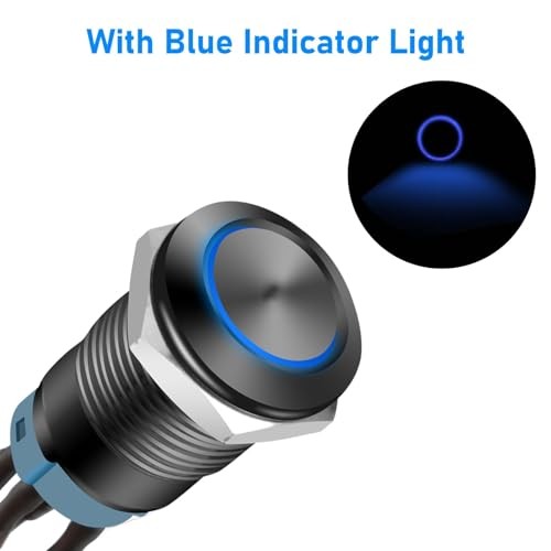 5Pcs 12mm Latching Push Button Switch, Waterproof SPDT ON Off Self-Locking