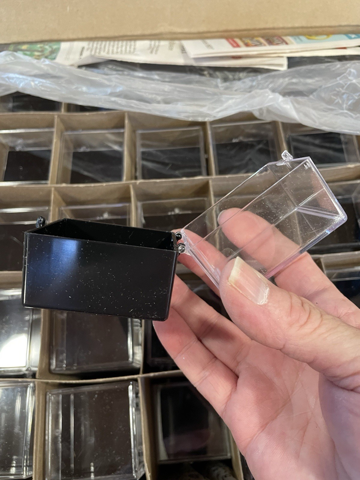 Plastic Hinged Specimen Box , 2 X 2 X 2 Inches New, Display Box, Storage Box