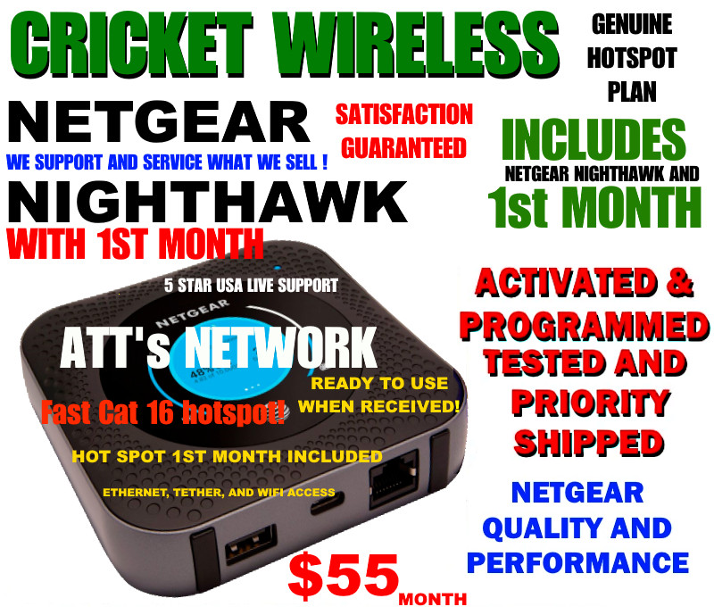 NIGHTHAWK ✅ HOTSPOT INCLUDES 1st MONTH  100GB PLAN ⭐ CRICKET ATT NETWORK