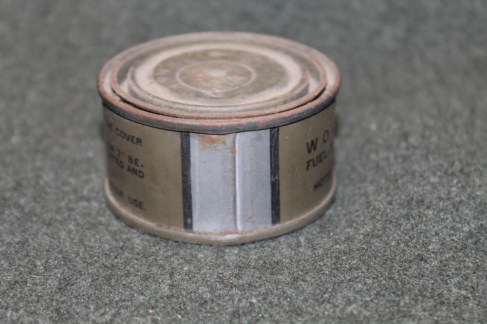 Original WW2 U.S. Army Soldier's Ration Heating OD Metal Can, Full & Well Marked