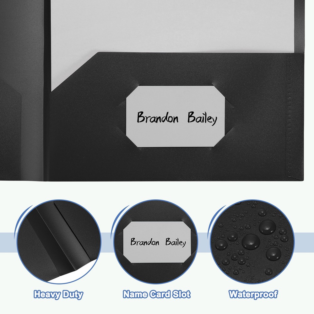 Black Plastic Folders with Pockets, 24 Pack Plastic Pocket Folders