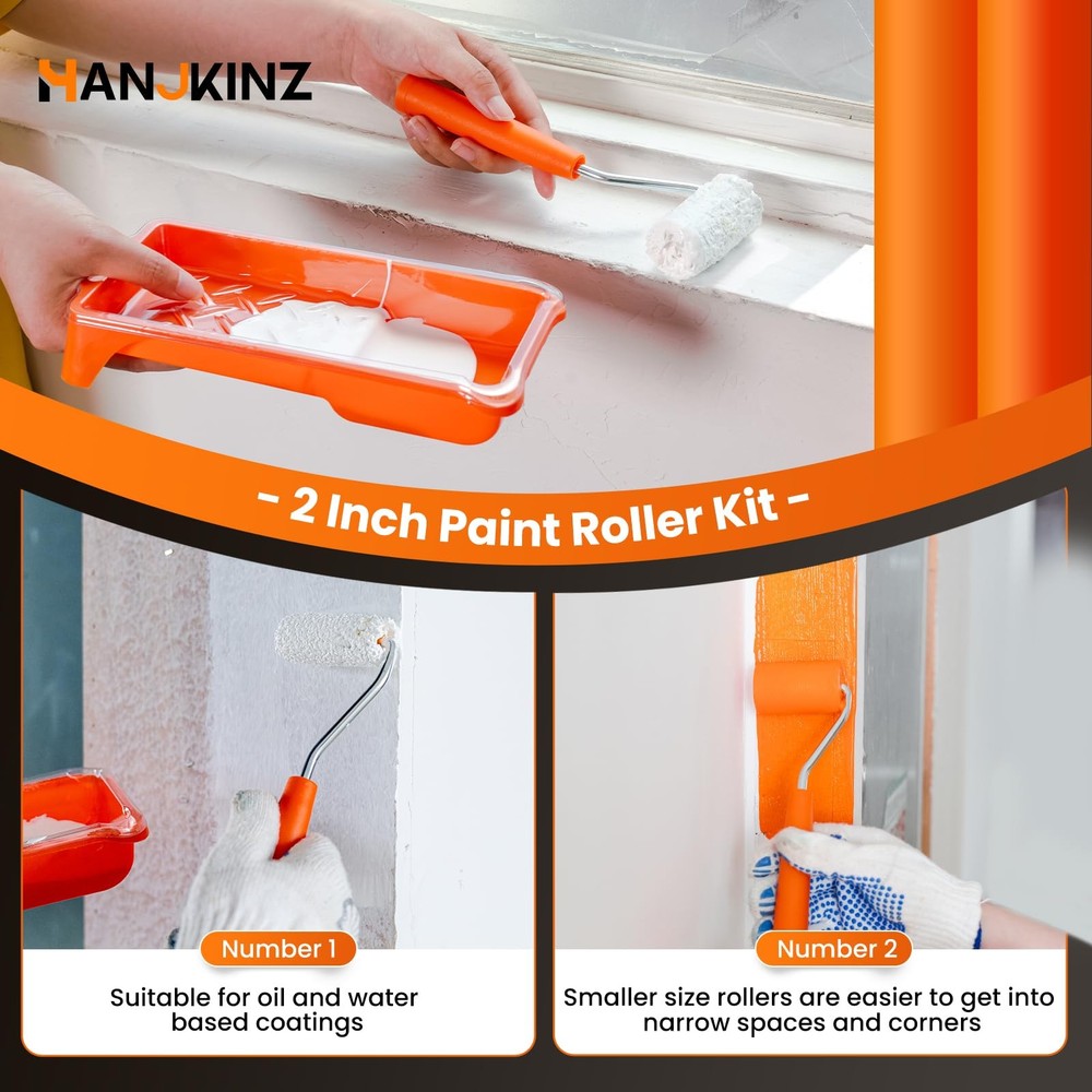 2 Inch Paint Roller Kit 20 Pack Mini Paint Rollers Foam and Microfiber Covers