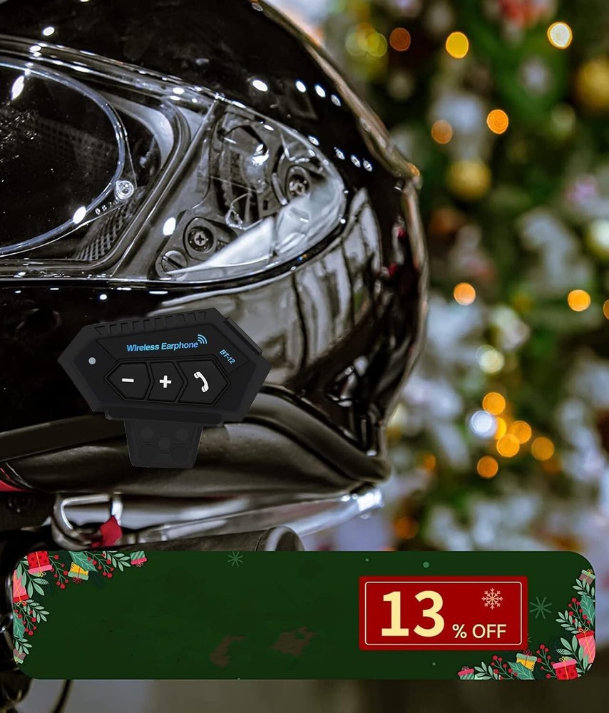 BT12S Motorcycle Helmet Bluetooth Headset, Hands-free Calling, Anti-interference