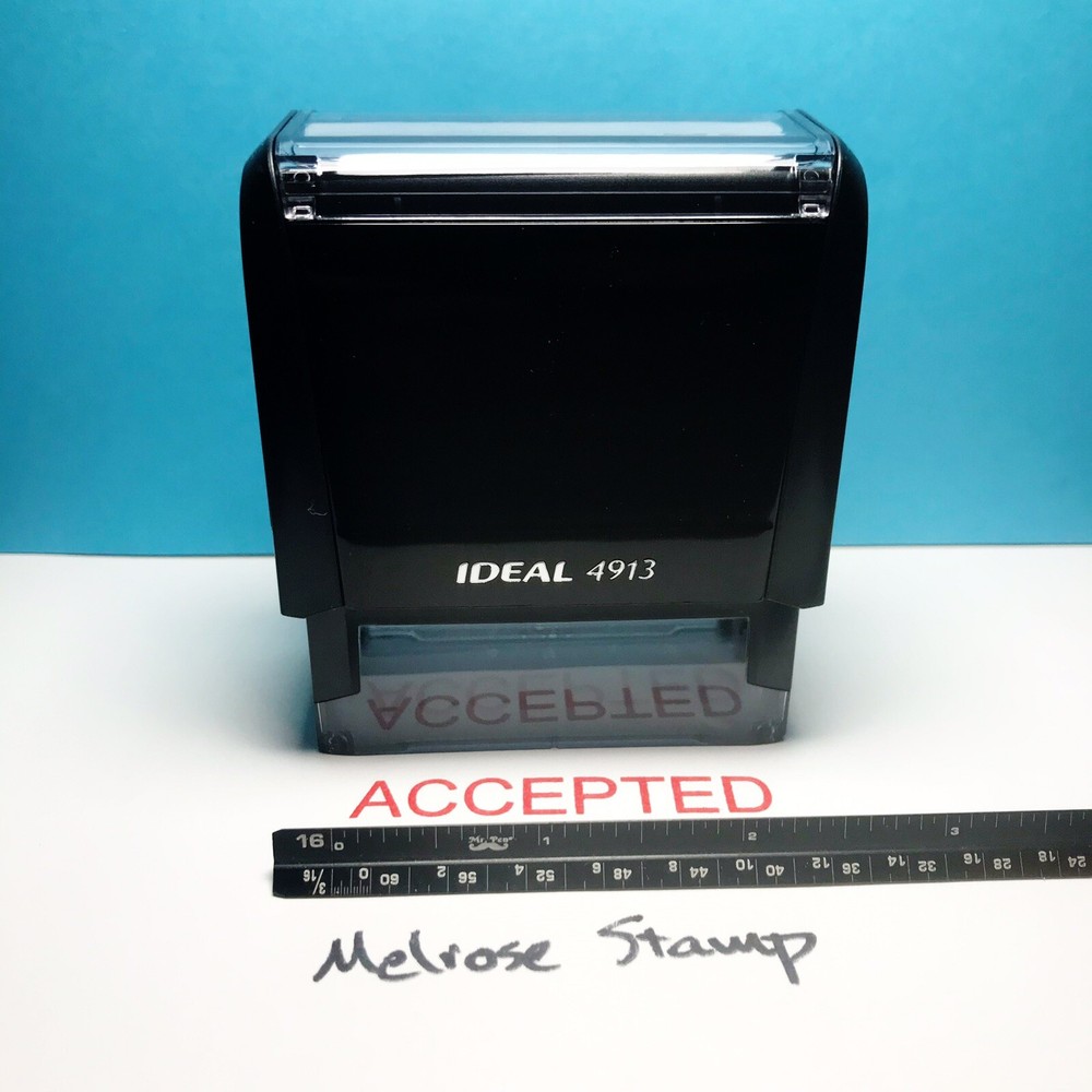 Accepted Rubber Stamp Red Ink Self Inking Ideal 4913