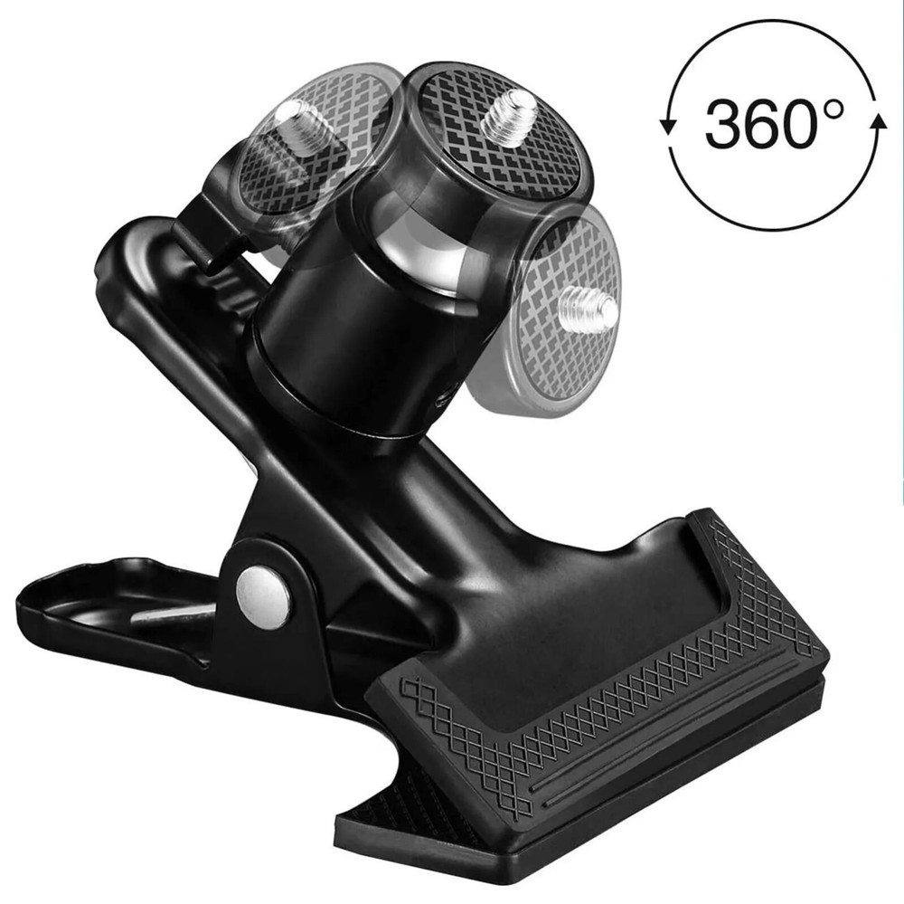 Camera Flash Light Tripod Studio Clip Clamp Holder Bracket 360 Swivel Ballhead