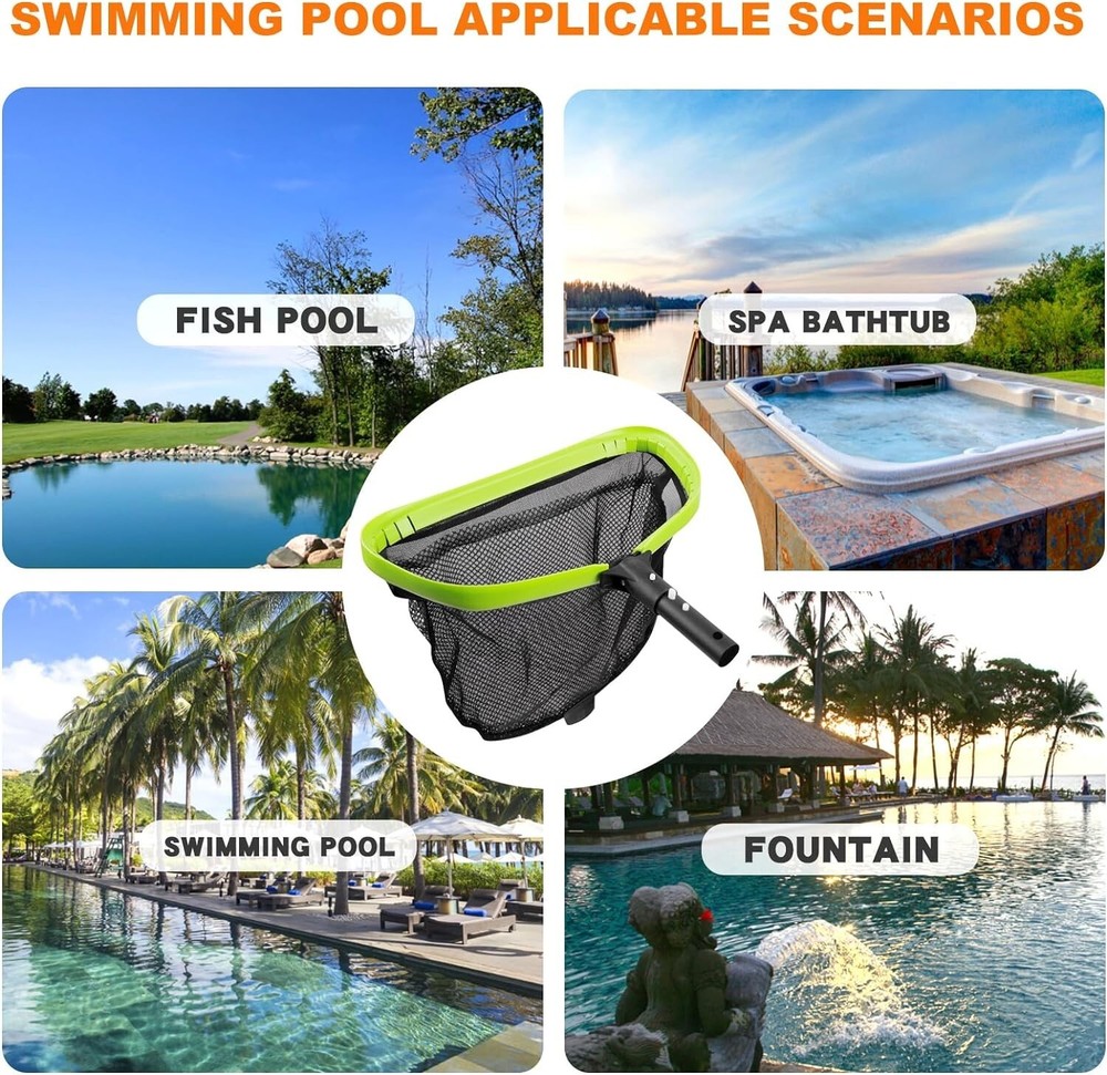 Heavy-Duty Pool Leaf Skimmer with Double-Layer Mesh - 17.32" x 12.2" Dimensions