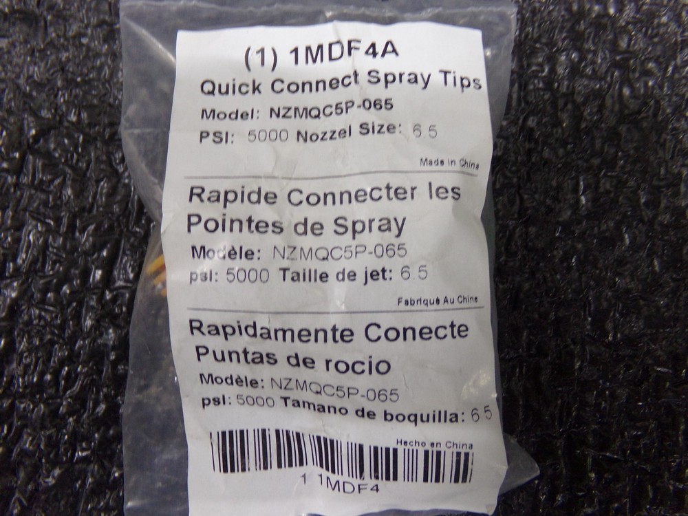 1MDF4 Quick Connect Spray Nozzle, Size:6.5,5000 psi MAX, 5 PK (TJ)
