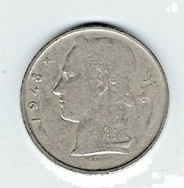 Belgium Coin...5 Francs...1948