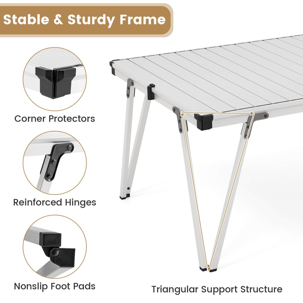 Folding Camping Table with Storage Bag and Waterproof Desktop Aluminum Structure