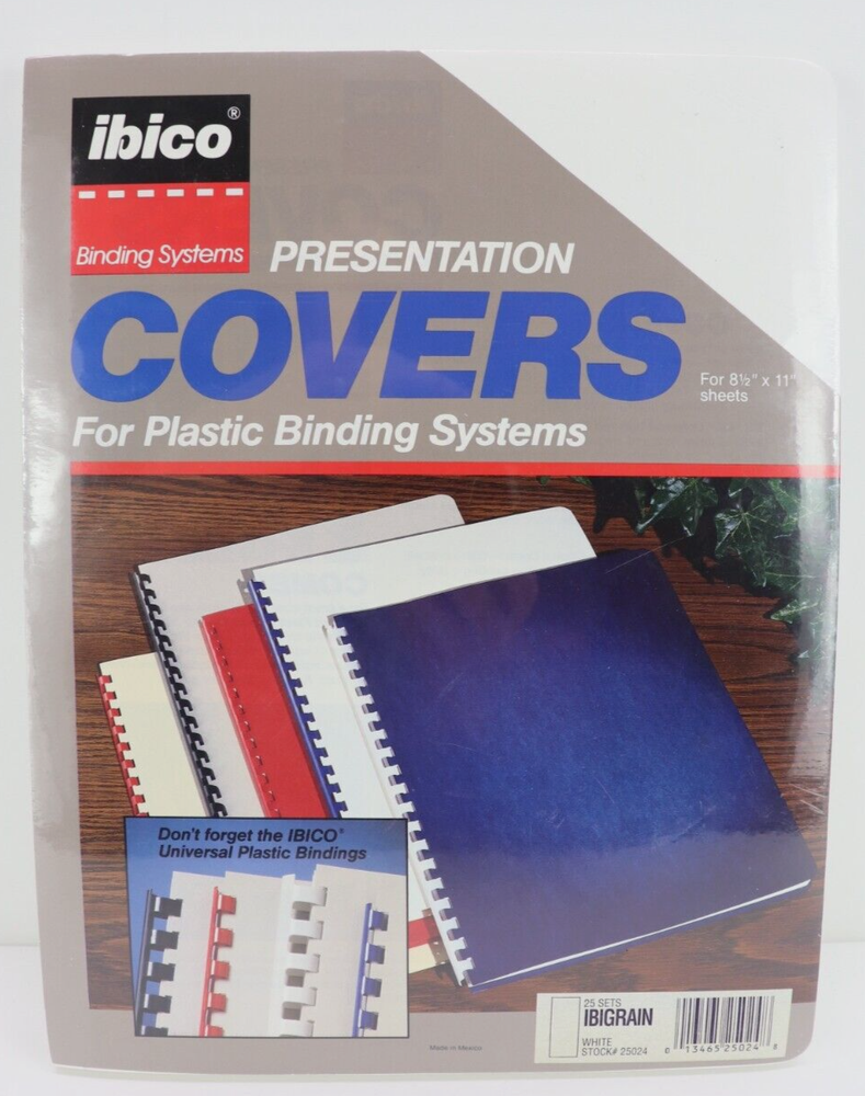 White Presentation Covers IBICO binding systems for COMB Binding Systems 25 New