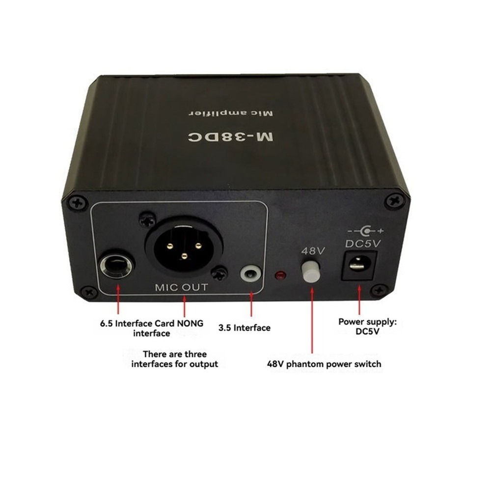 Protable Microphone Preamp High Gain 48V Phantom XLR Output Mic4734