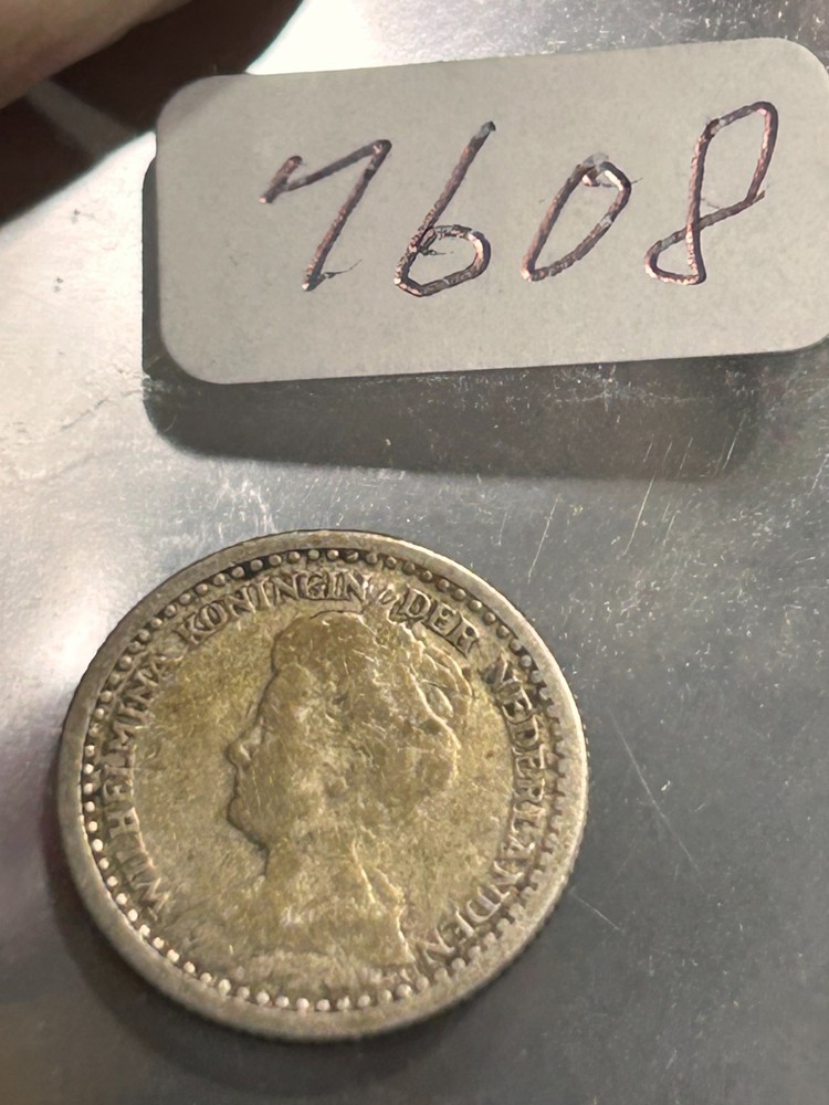 1921 10 CENT NETHERLANDS SILVER COIN - NICE OLD SILVER COIN -
