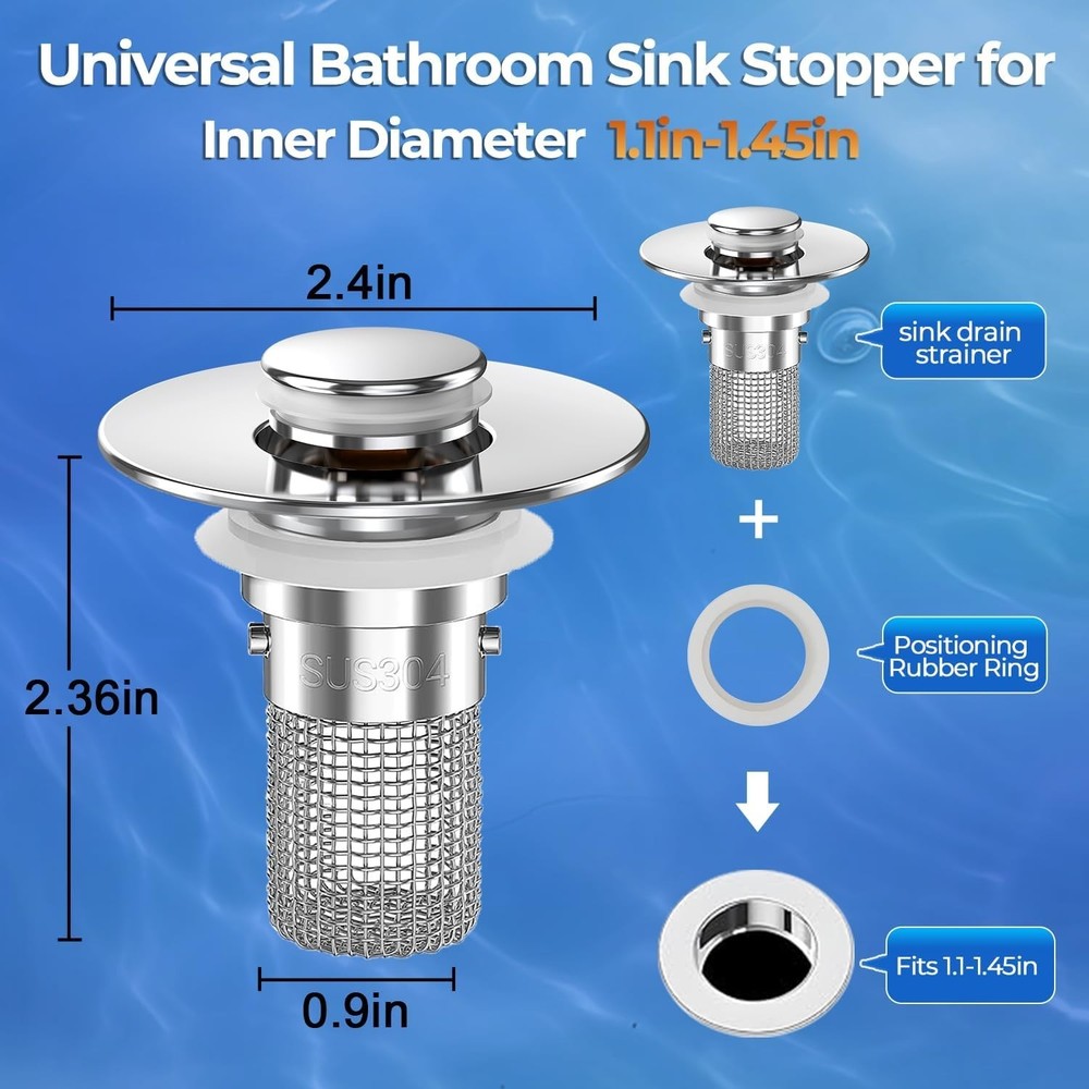 2PCS Versatile Sink Strainers with Durable Brass Core & Eco-Friendly Design