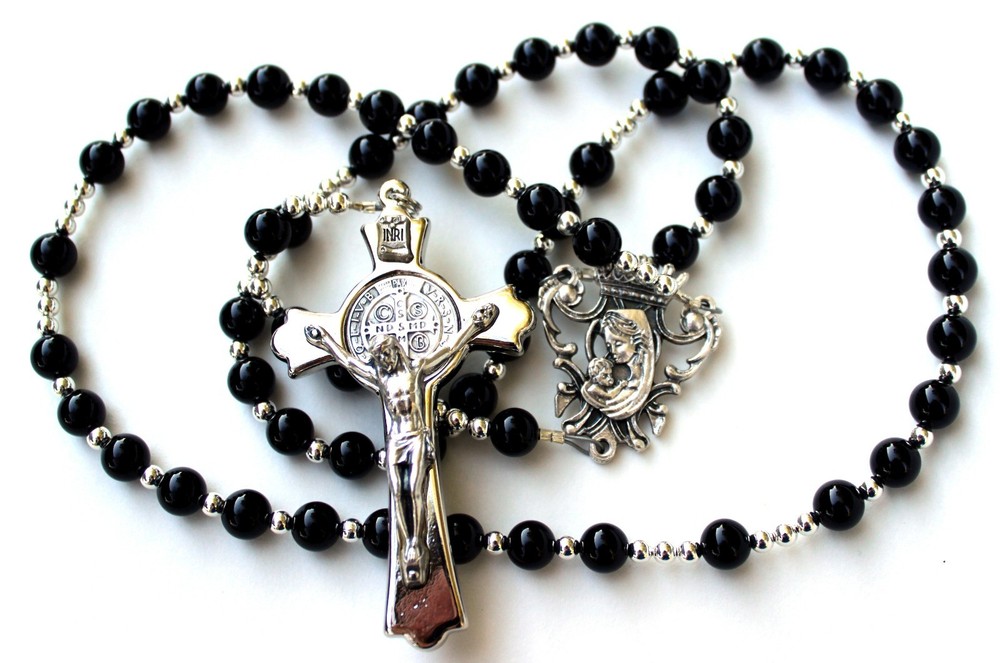 Beautiful & Durable Men's or Women's Onyx Agate Catholic Rosary