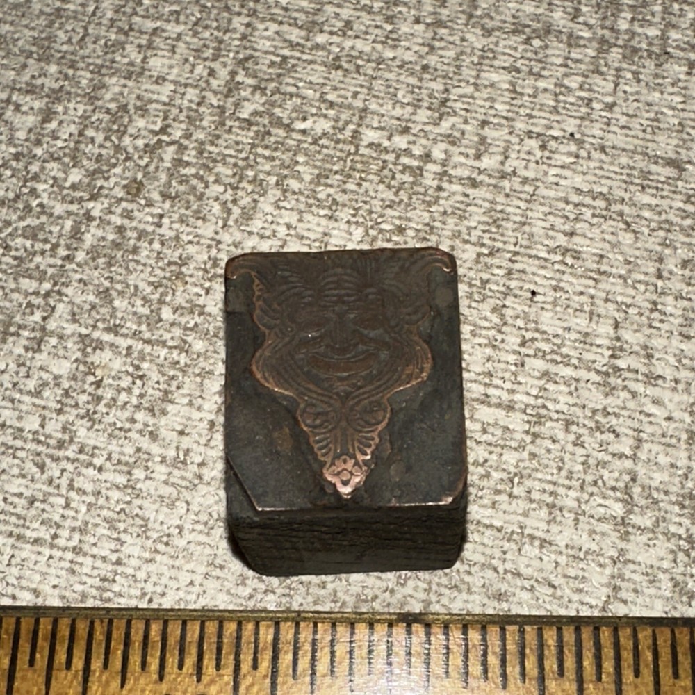 Printing Block ( Indian Face Tribal ) Nice Image! Copper