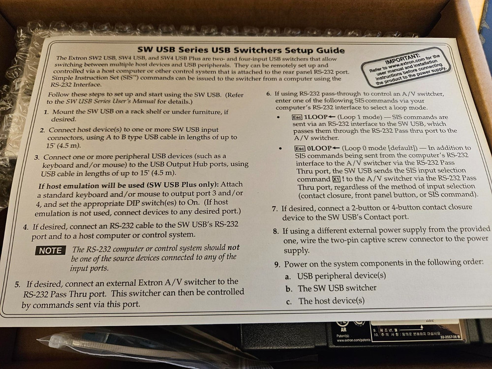 EXTRON 2 Output - USB Switcher/ RS232 controllable #60-952-02