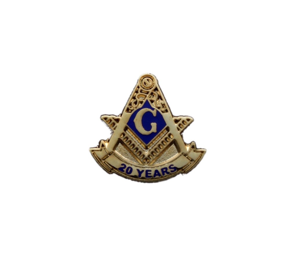 Blue Lodge 20 Years Freemason Masonic Lapel Pin