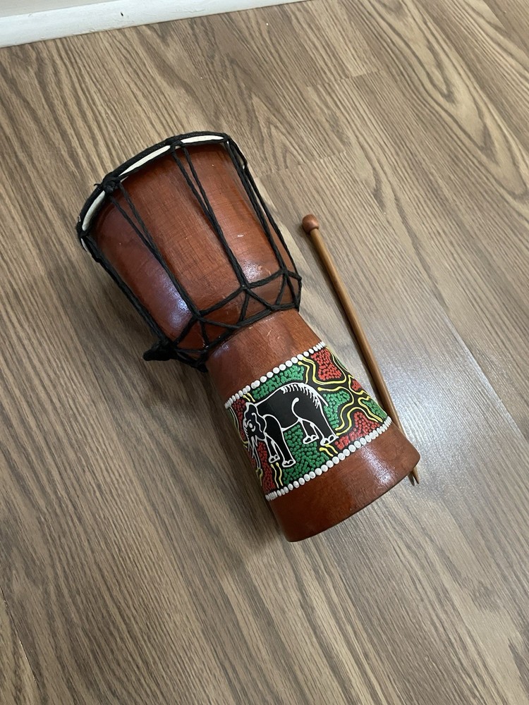 Hand Crafted Mini Wood Drum Hand Painted
