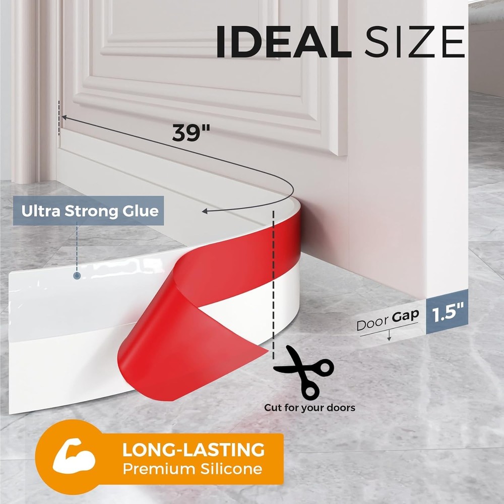 2 Pack Door Draft Stopper, Under Door Sweep for Exterior & Interior Do