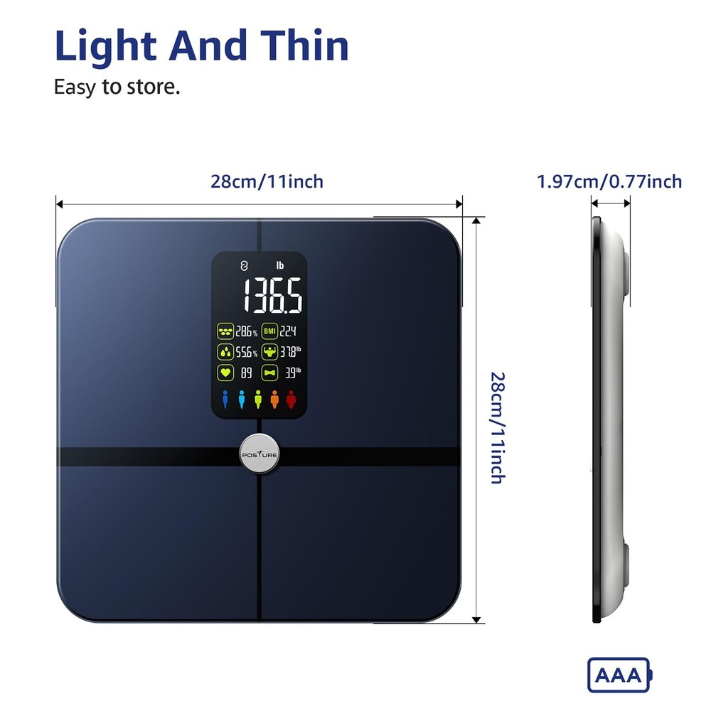 Smart Body Composition Scale - Extra Large Display, Body Fat Heart Rate, 400lb