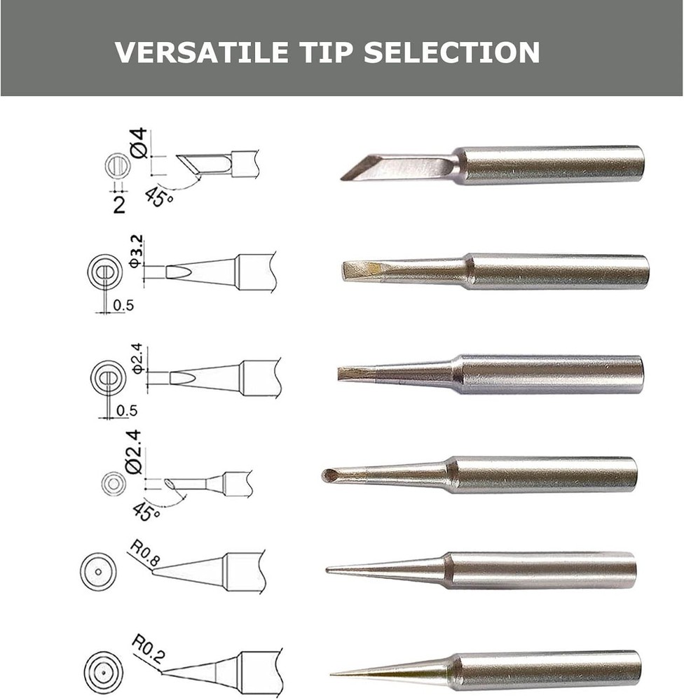 Soldering Tips Copper 6pcs with Tip Holder for Weller WP25 WP30 SP40 Tools
