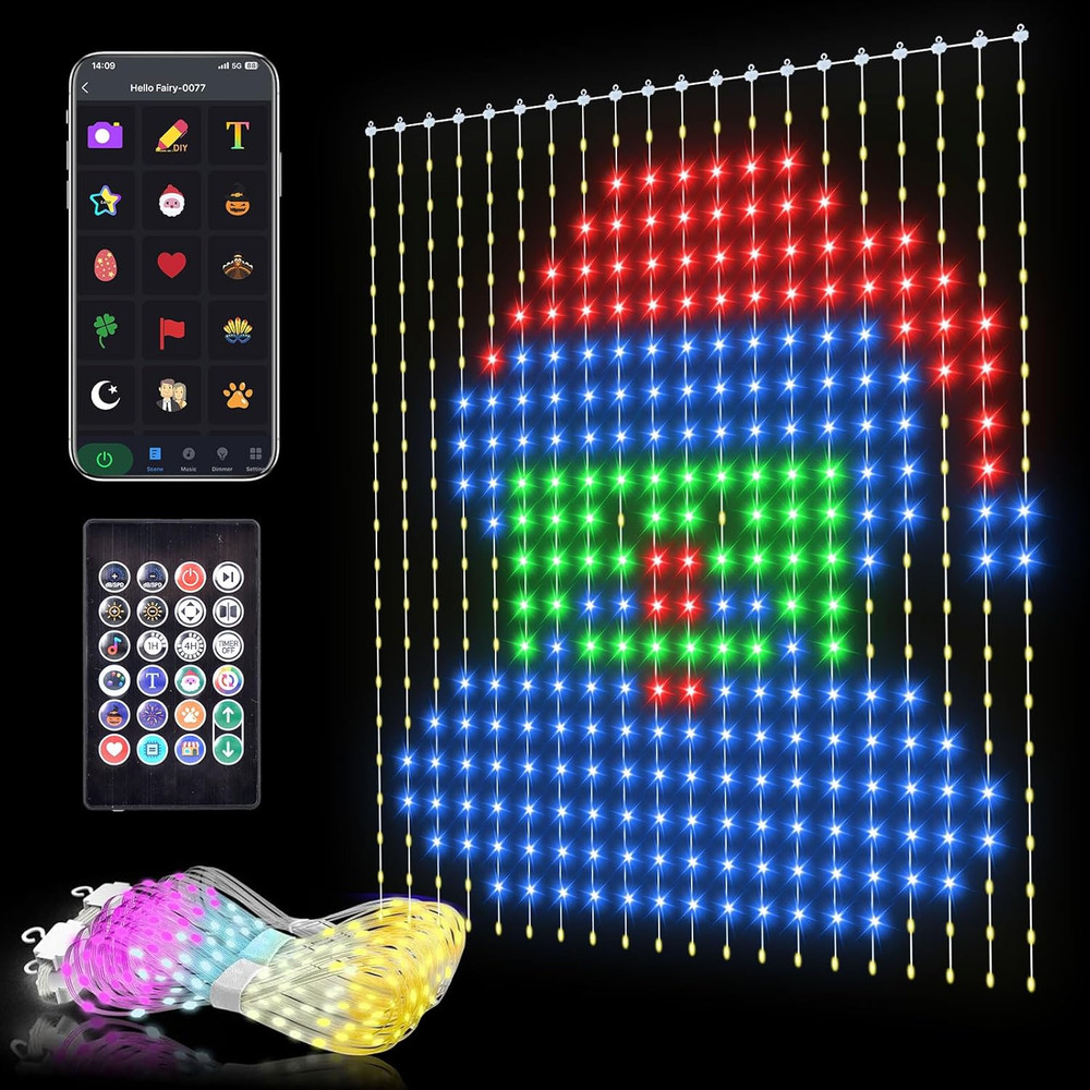 400 LED Smart Curtain Lights - App & Remote Control, DIY Patterns, 6.6Ft x 6.6Ft