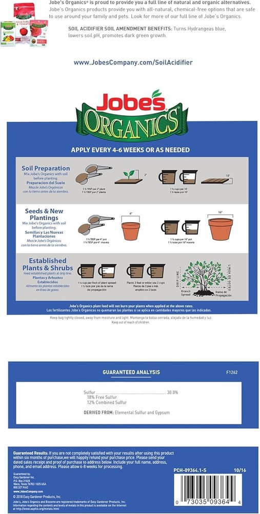 Organic Soil Acidifier for Blueberries & Hydrangeas, 6 lbs