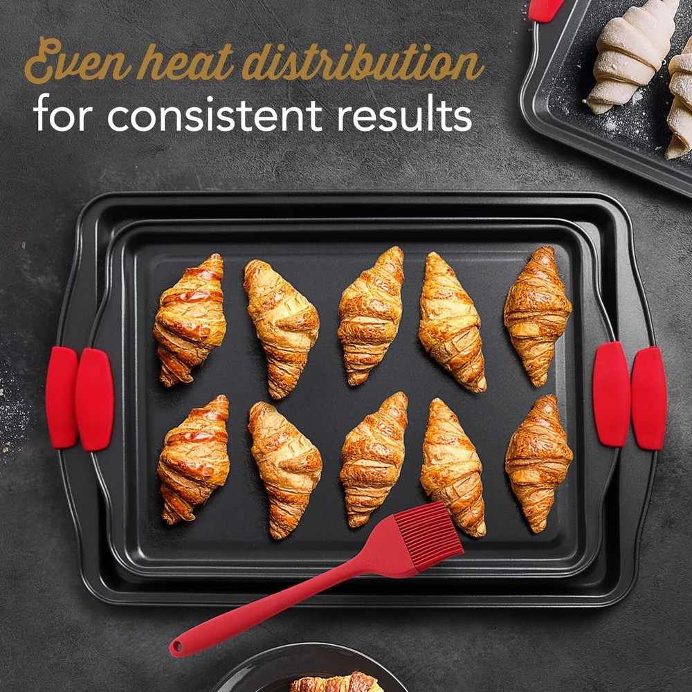 Baking Sheet Set, 2-Piece Large Cookie Set 2 Sheets, Black