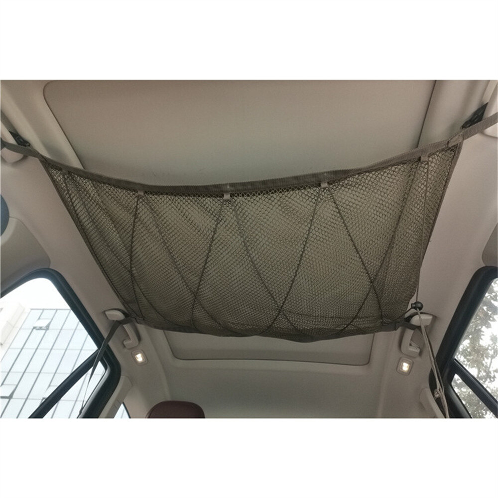 1pcs Car Roof Storage Bag Double Layer Hexagonal Breathable Mesh Cloth Universal