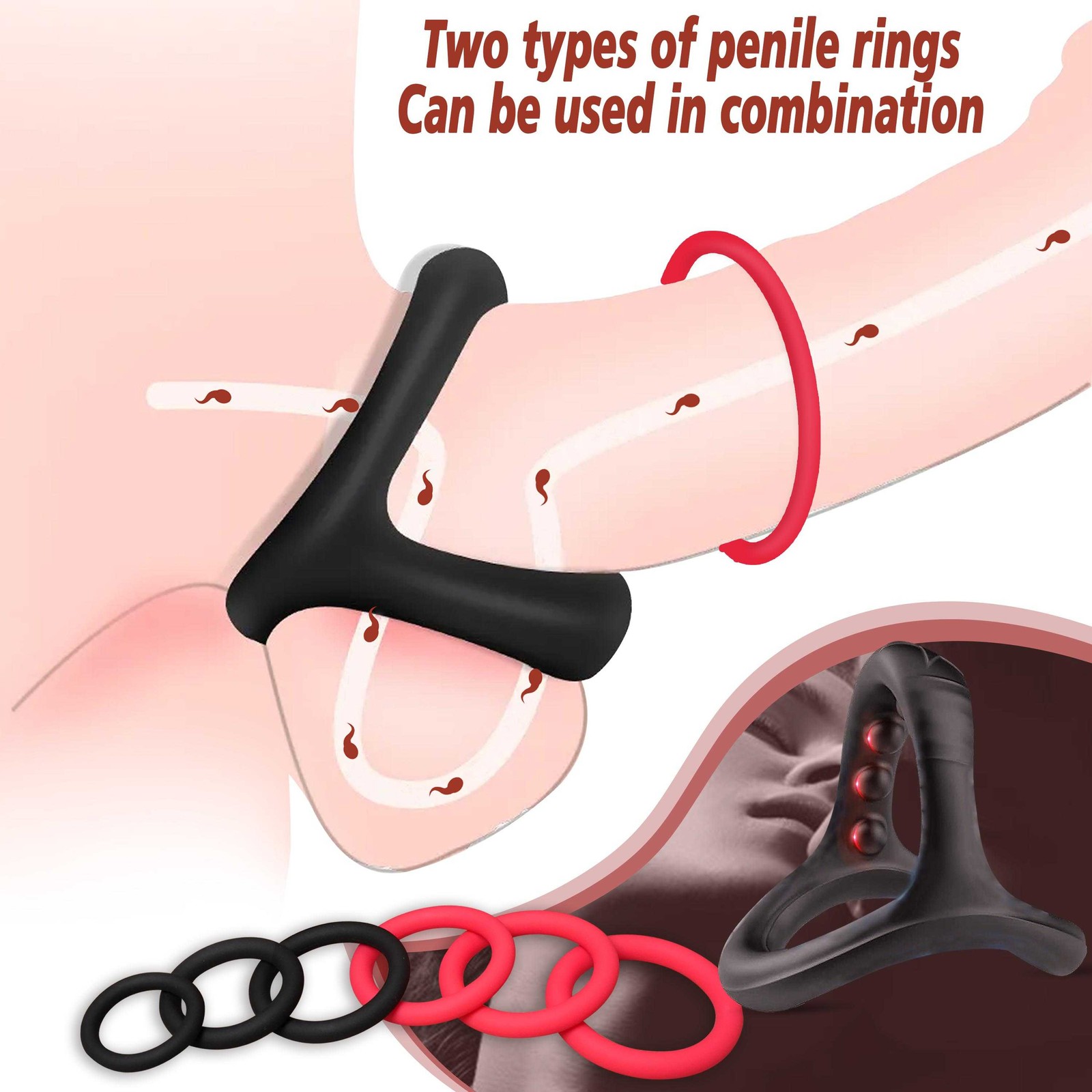 7PCS Silicone Cock Ring Super Stretchy Strong Stay Hard Penis Rings Men Sex Toys