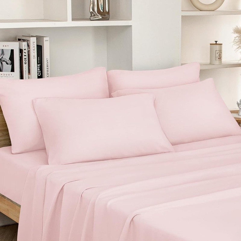 6 Pieces Microfiber Bed Sheet Set Deep Pocket Soft Durability Fade Resistant New