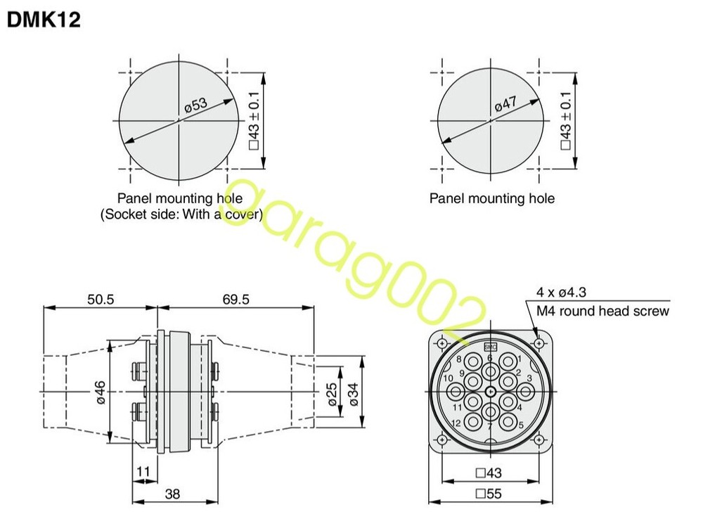 SMC DMK12P-04 Multi-Connector with One-touch Fittings Plug Side