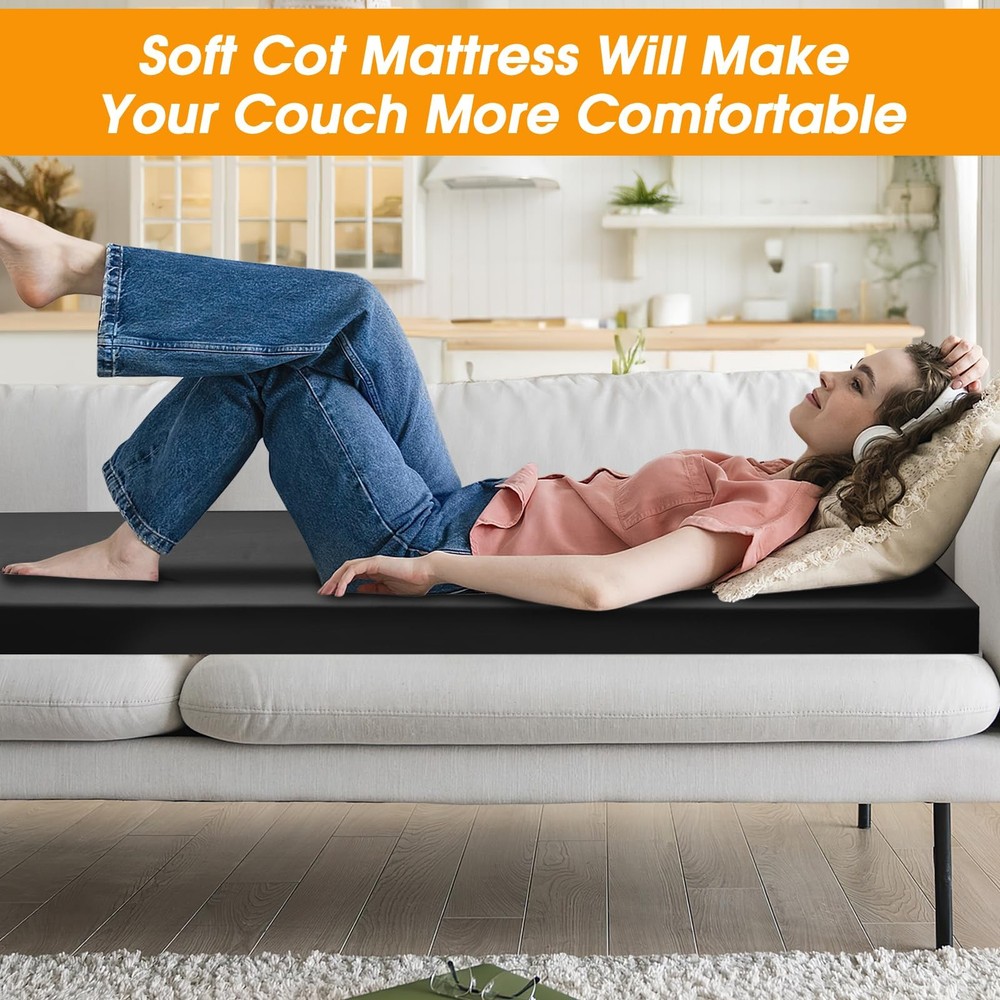 Memory Foam Camping Cot Mattress - Portable Sleeping Pad 75x30