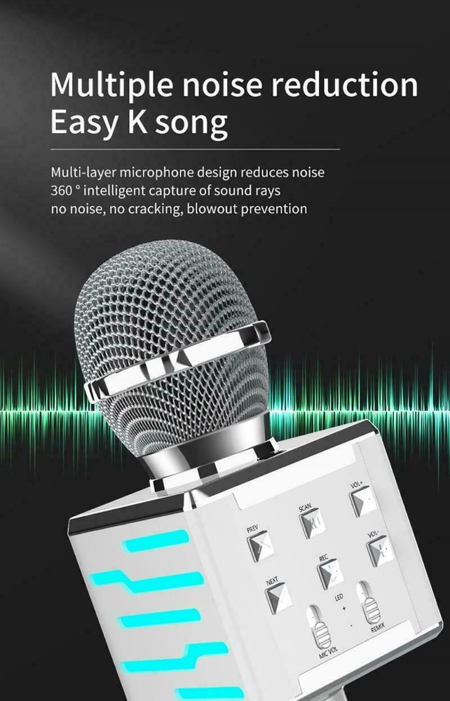 WIRELESS HANDHELD KARAOKE MICROPHONE HIFI SPEAKER SILVER DS868