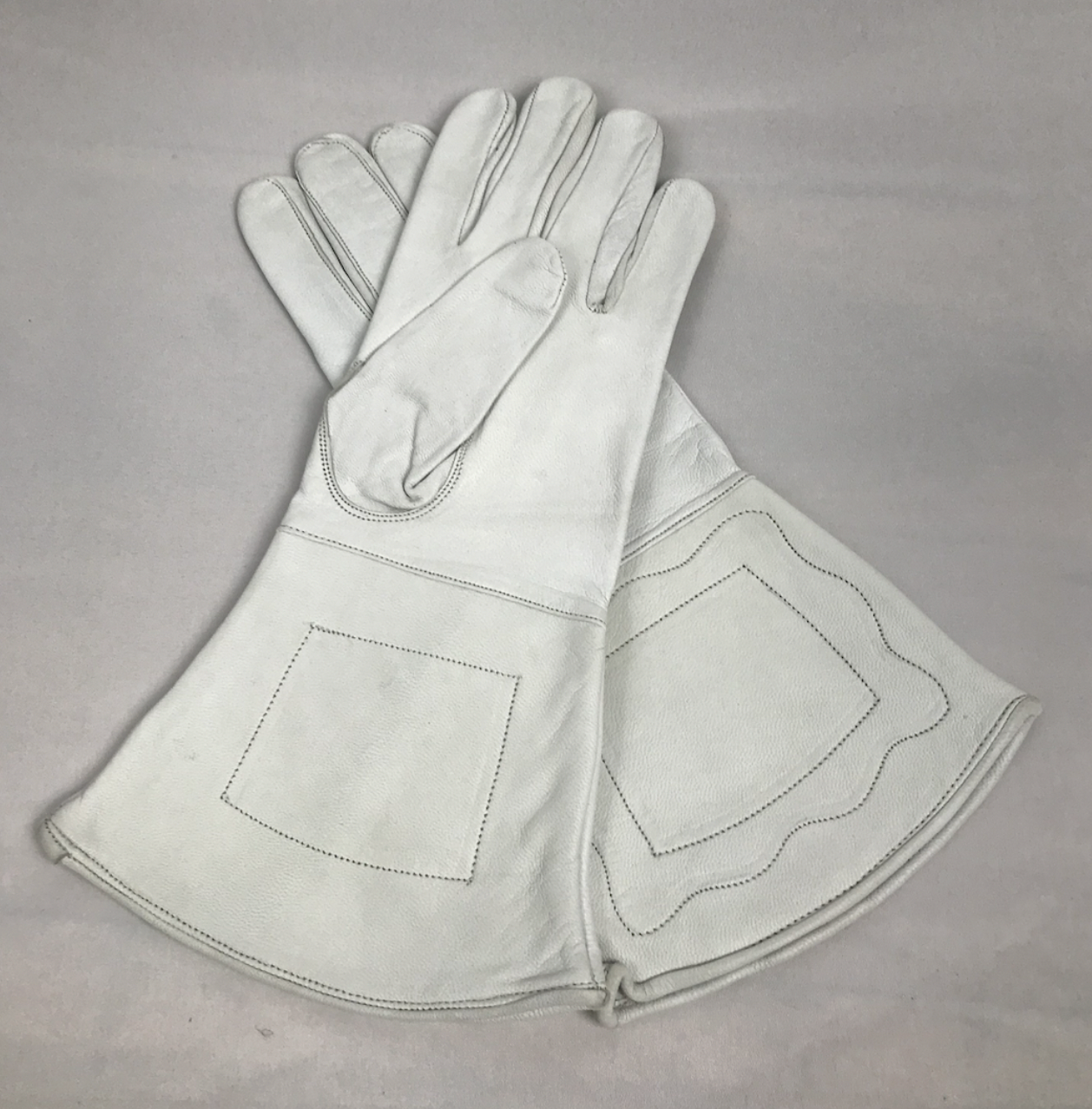 White Leather Gauntlets - Civil War Reenactment US or CS - Size Medium