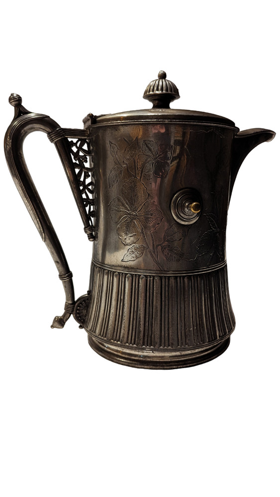 Antique Meriden Britannia Company Silver Tilting Tea & Coffee Pitcher from 1868