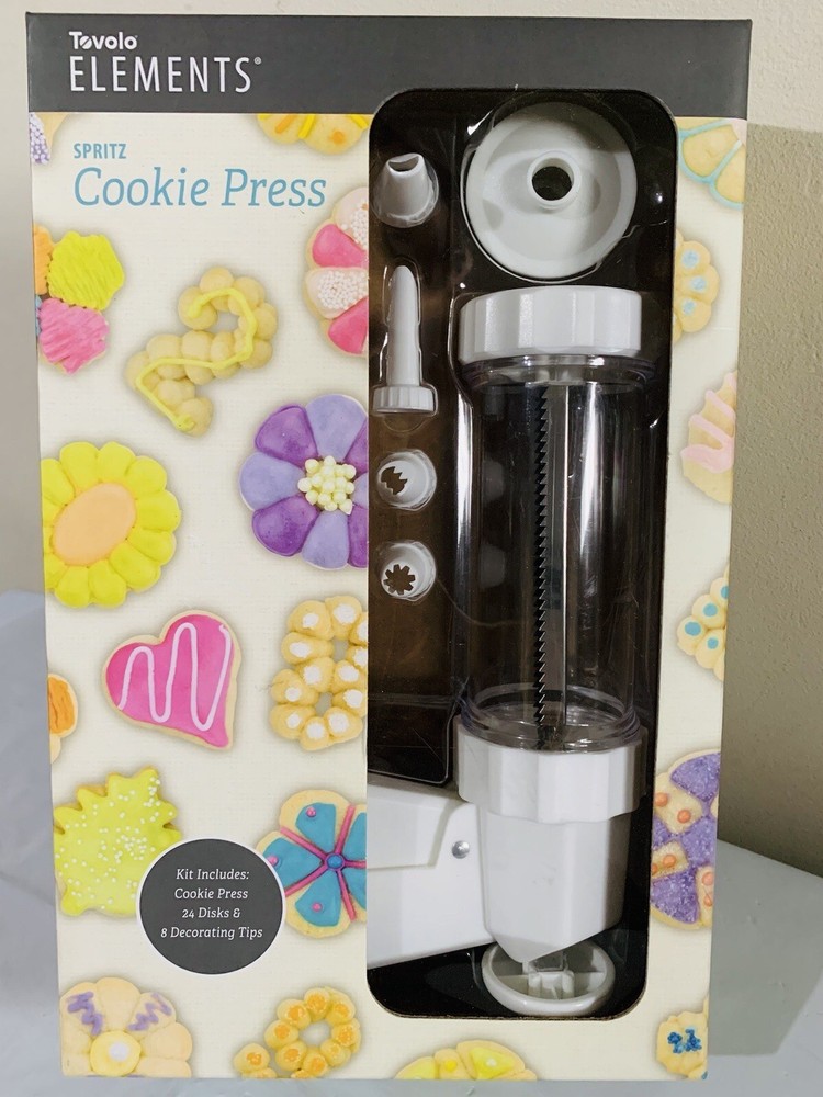 Tovolo Elements Spritz Cookie Press with 24 Disks & 8 Decorating Tips NIB