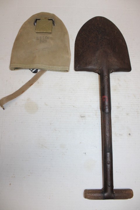 WW2 US Military Entrenching Shovel M-1910 T-Handle E-Tool with Cover Pouch JF51