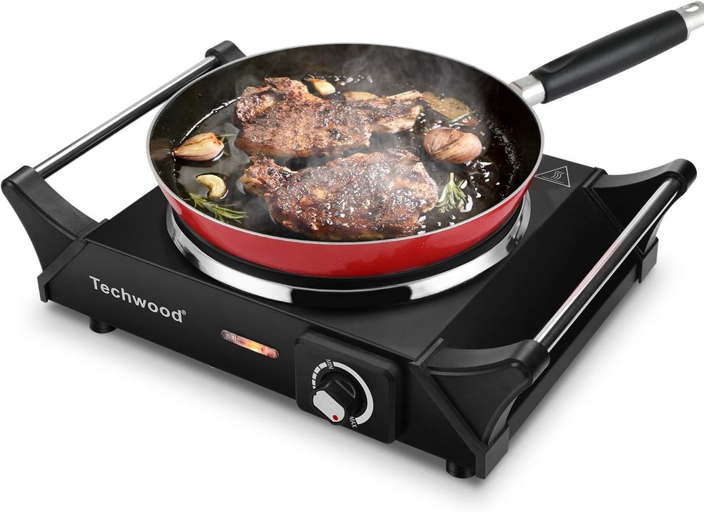 Portable 1500W Hot Plate - Adjustable Temp & Handles