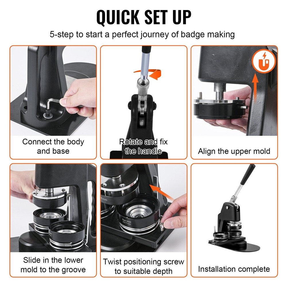 2-in-1 Button Maker Press 1.25" & 2.25" for Custom Badges with Kit