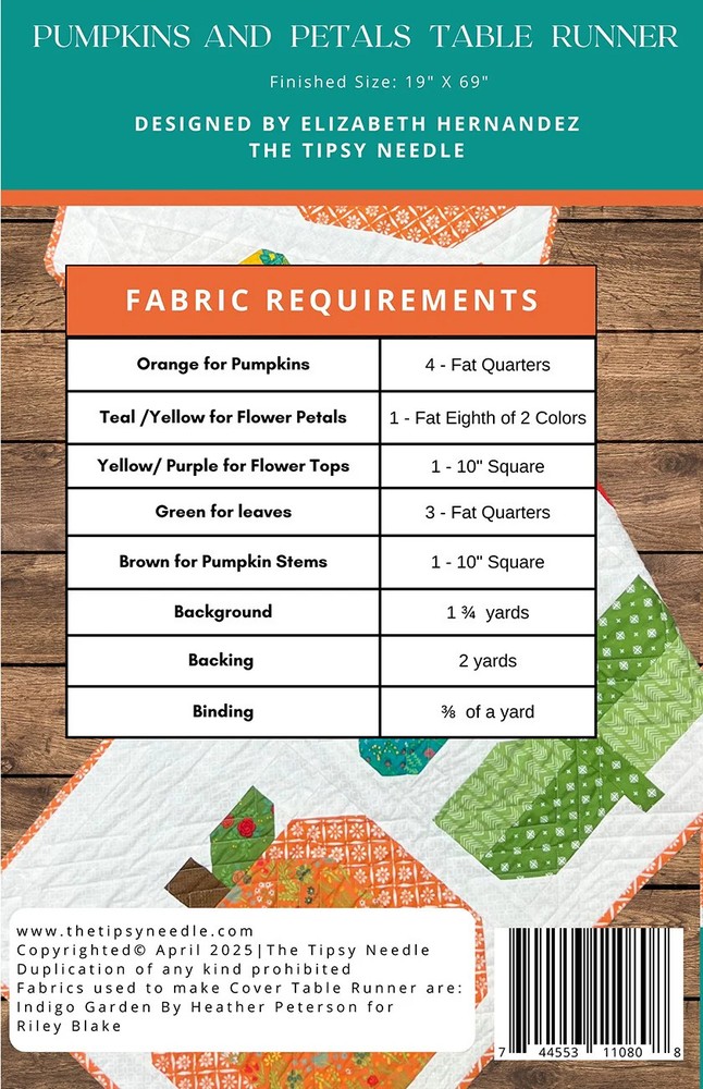Pumpkin and Petals Table Runner Pattern by Elizabeth Hernandez