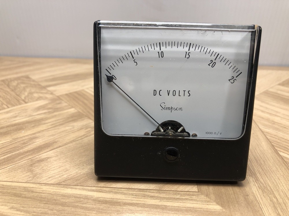 Simpson Wide-Vue 3” X 3” 0-25 Amperes DC, Panel Meter, Model