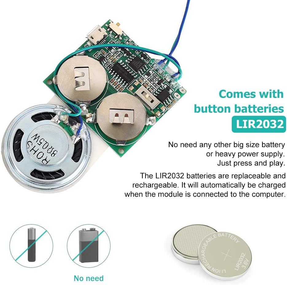 Recordable Sound Module, Icstation 8M USB Programmable Sound Chip with Speaker,