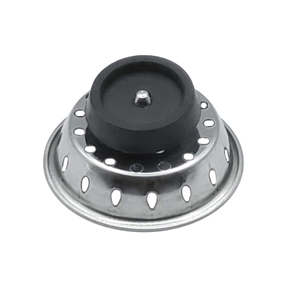 Kitchen Sink Stainless Basket Strainer Flat Bottom Rubber Stopper, 3-1/2" Chrome