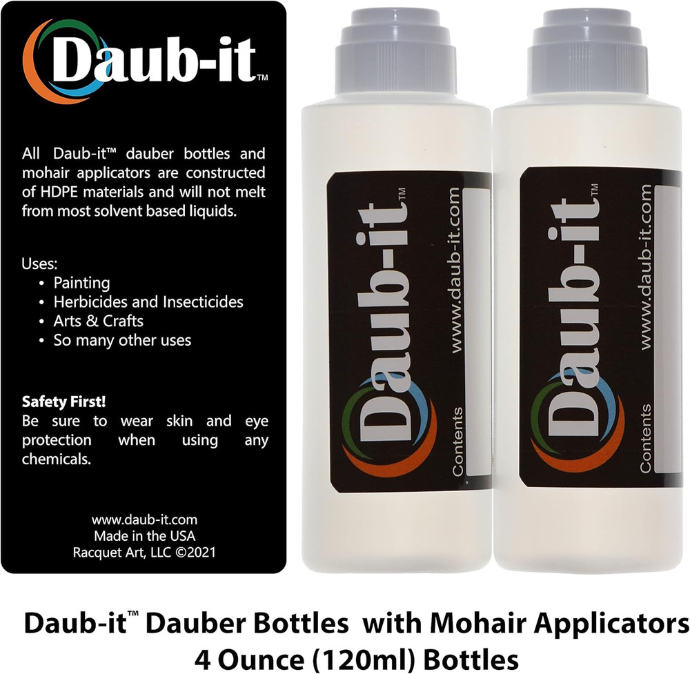 Daub-It Empty Bottles with Applicators - 4 Oz - Mohair Dauber - 2 Pack