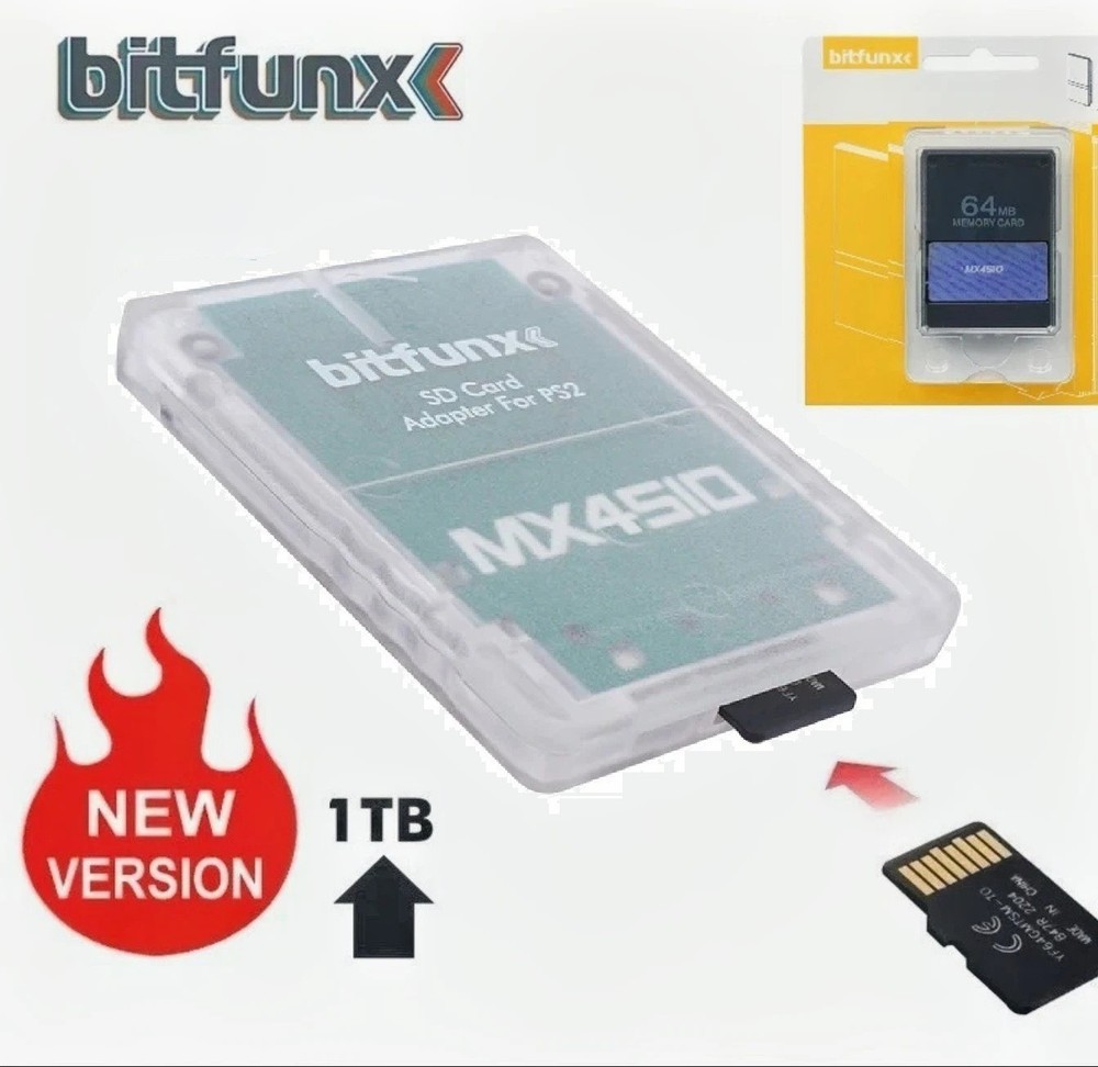 MX4SIO SD/MicroSD Adapter w/Requisite 64MB Memory Card for PS2 Slim | Clear