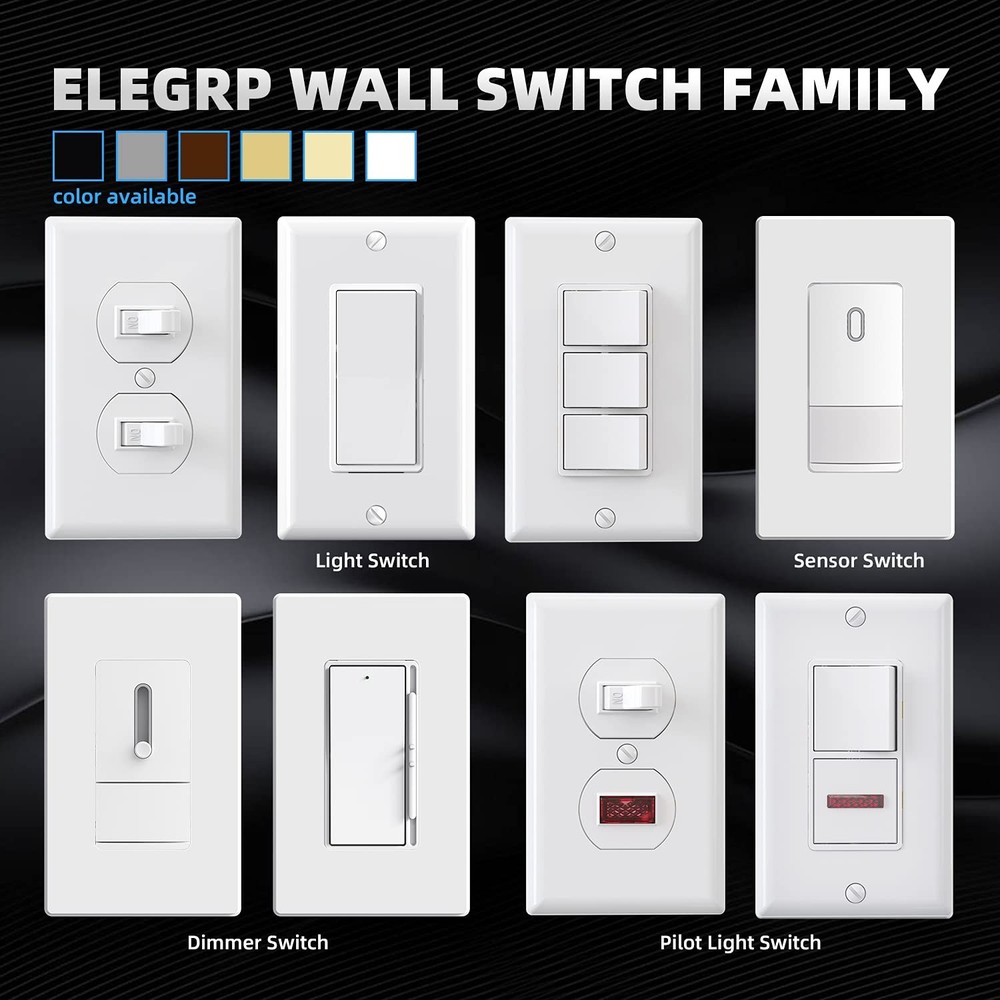 ELEGRP Decorator Triple Rocker Light Switch, Three Single Pole Electrical Pad...
