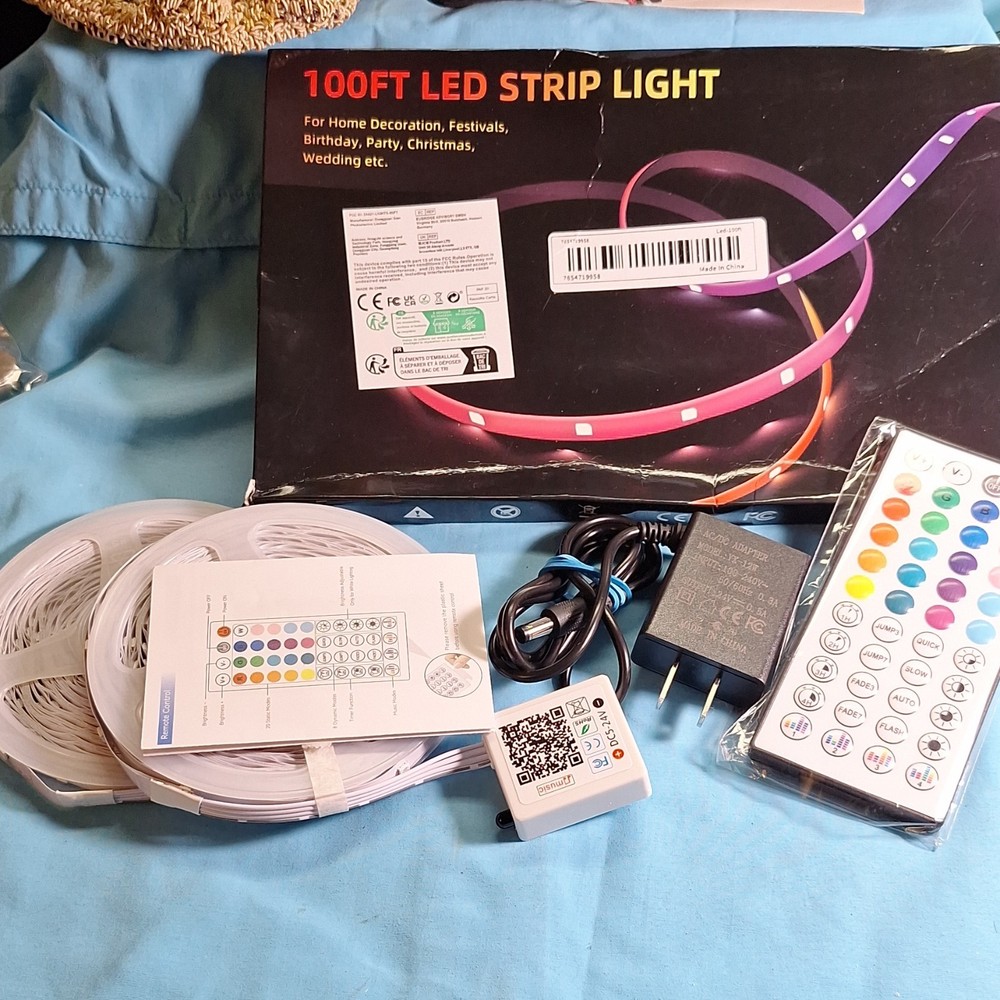 Jmusic 100ft Multicolor LED Light Strip Remote App Control Music Modes Timer