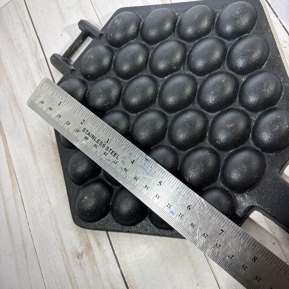 Bubble Waffle Maker Pan Hand Held Egg Waffle Pan Cast Iron Heavy, Well-Made