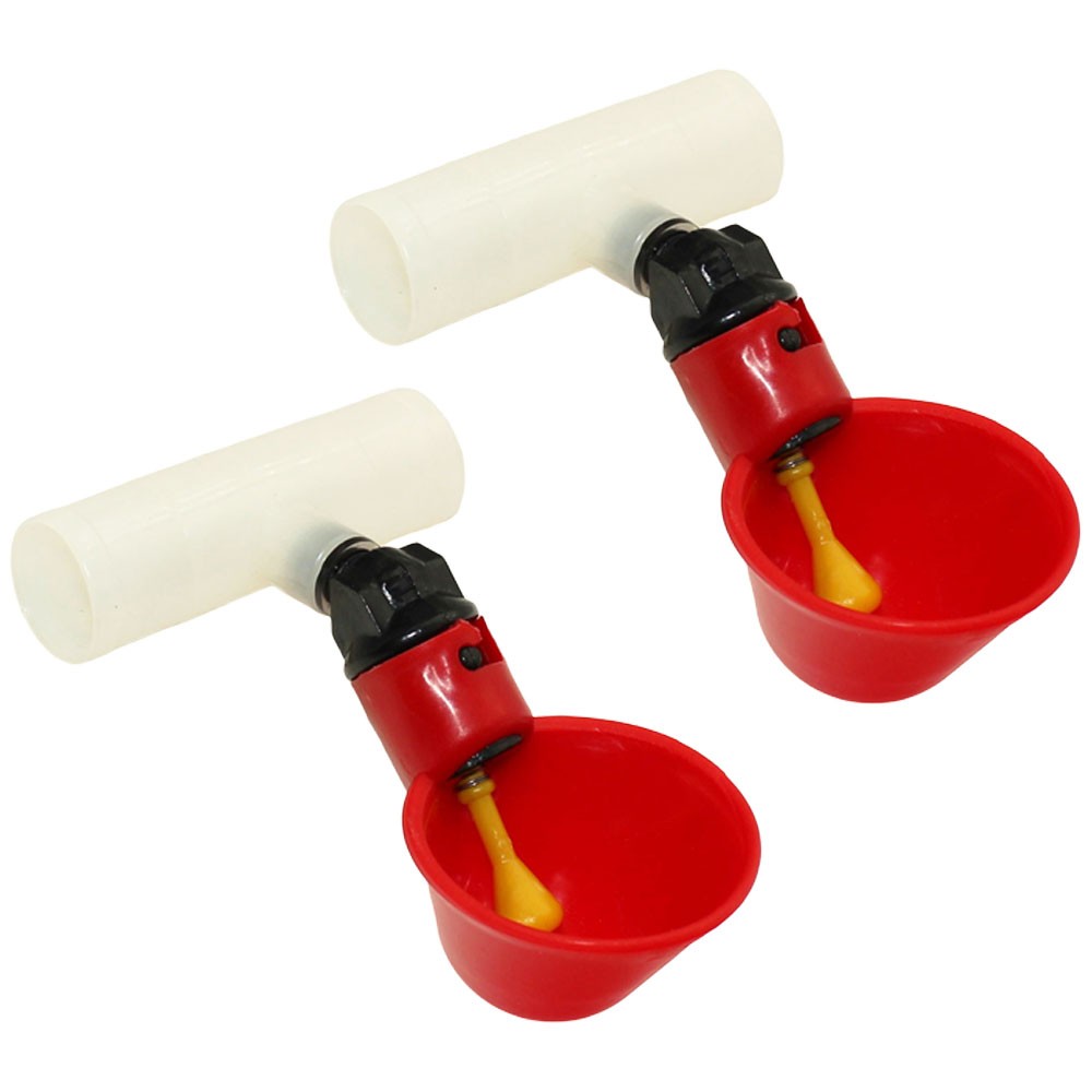 Two (2) Automatic Waterer Drinker Cups and Clear Plastic Chicken Water Poultry